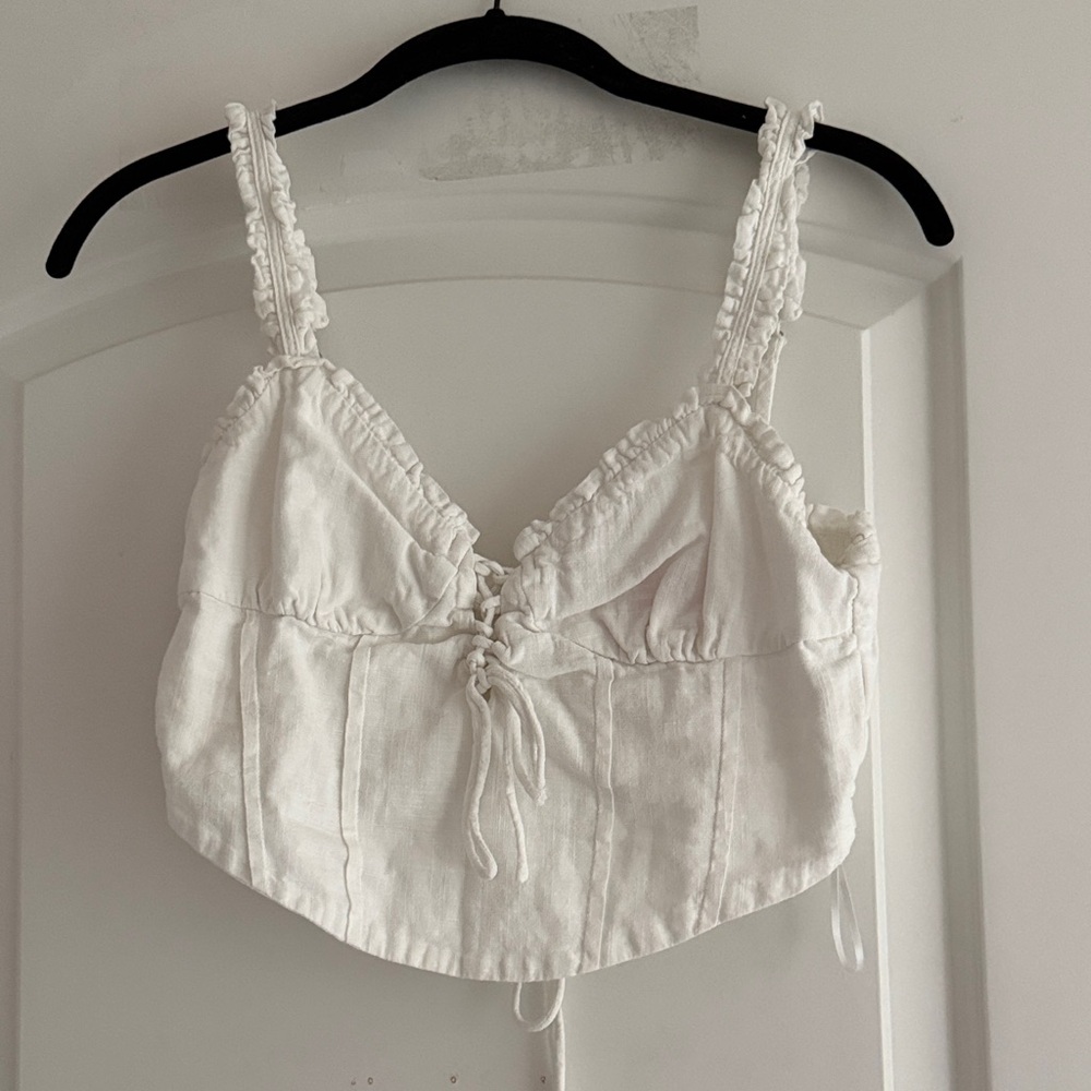White Ruffled Women's Top